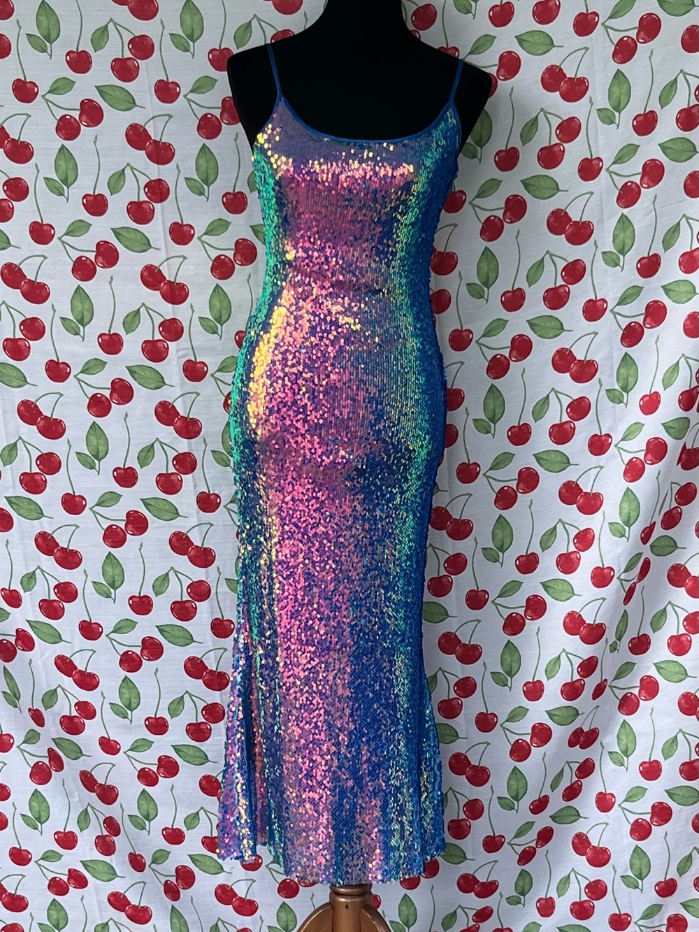 Iridescent Sequin Slip Dress